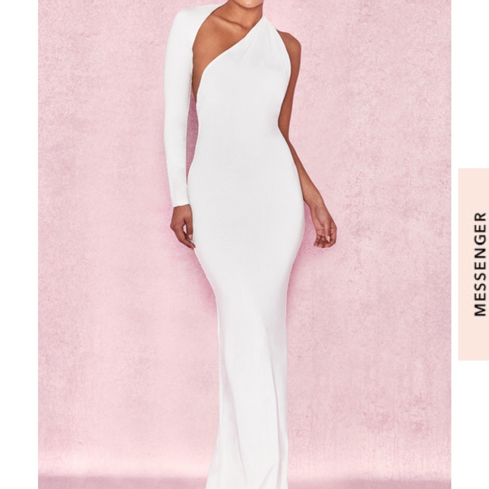 White formal dress.